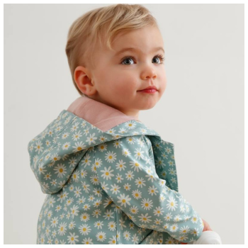 Mädchen Baby Regenjacke - aquamarin gänseblümchen